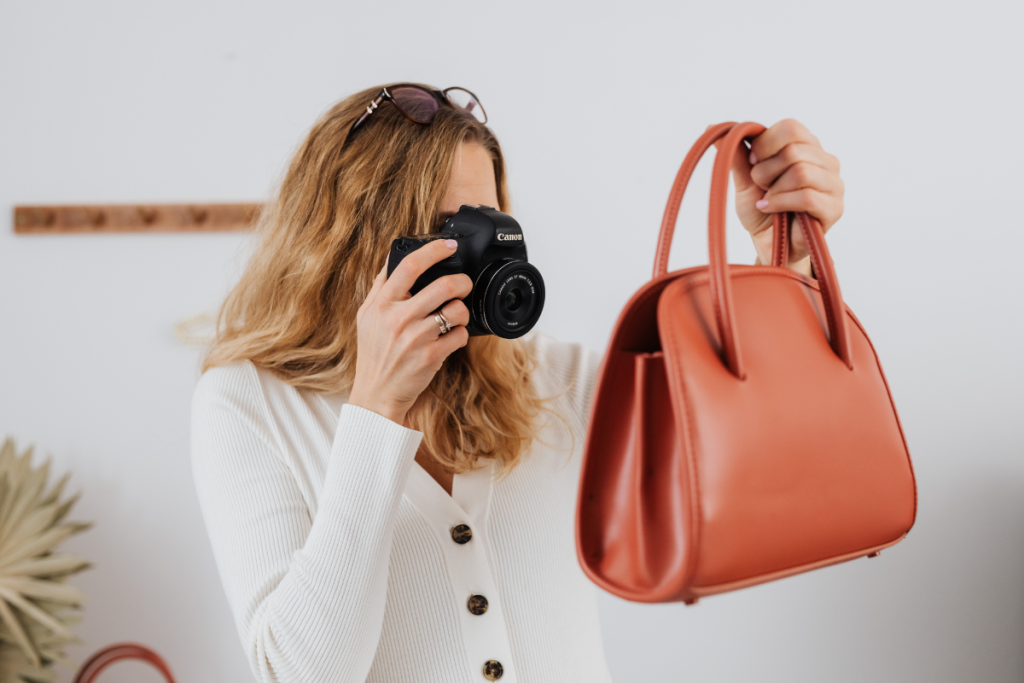 Woman carrying a sustainable vegan leather handbag made from eco-friendly materials.